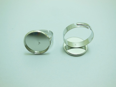 100 Silver Round Adjustable RING Blank Bases Jewelry Finding [ac-ri12 ...