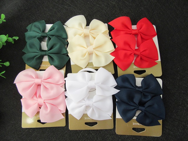 12setx2pcs Elastic Scrunchies Hair Tie With Bowknot Hair Elastic