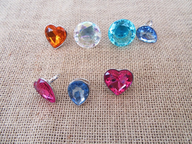 24Pcs Girls Kids Ring with Rhinestone Dimond Mixed [ri-m-ch135] - $13. ...
