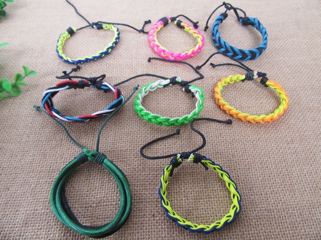 20Pcs Fashion Leather Knitted Drawstring Bracelets Assorted [br-p-ch190 ...