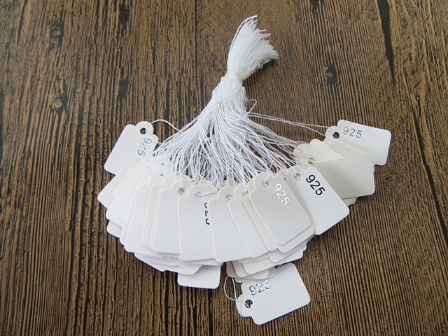 450 Paper Price Tags/Labels Tie-on White String 23x16mm [ot-ch59] - $6. ...