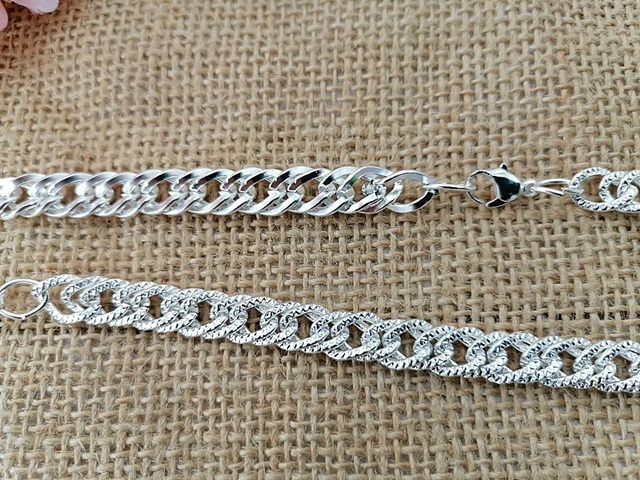 10Strand Silver Curb Figaro Chains Finished Chain Necklace 60cm 10 ...