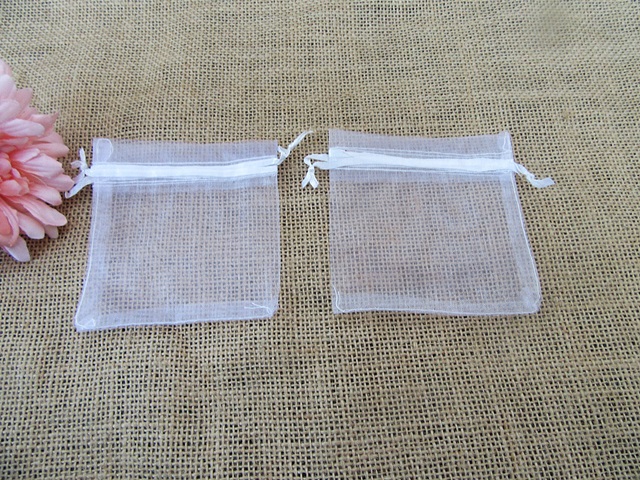 100Pcs White Organza Drawstring Jewelry Gift Pouches 9.5x9cm [jew-b ...