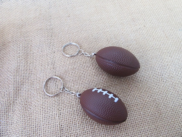 40Pcs Anti-Stress PU Foam Rugby Soccer Ball Key Rings BROWN [kr-p-zxch2 ...