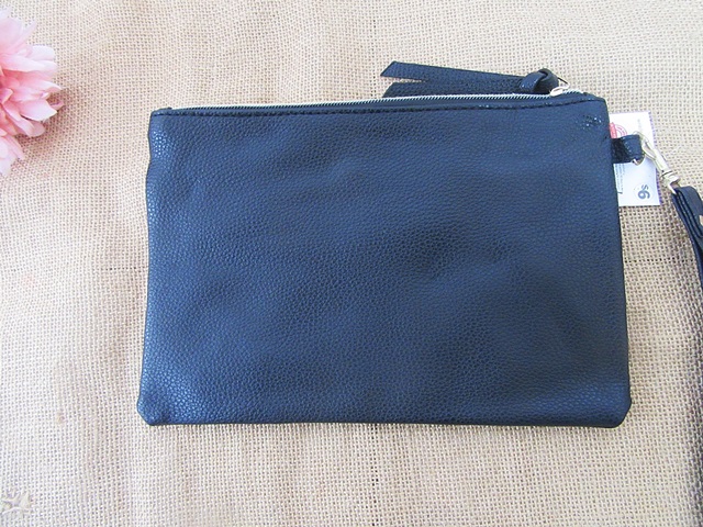 1Pc New Plain Black Simple Purse Travel Bag Zipper Handbag [bag-p-ch251 ...