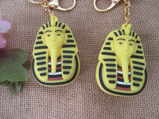 6Pcs Yellow Egyptian Pharaoh Head Tutankhamun Key Chain [kr-p-ch96 ...