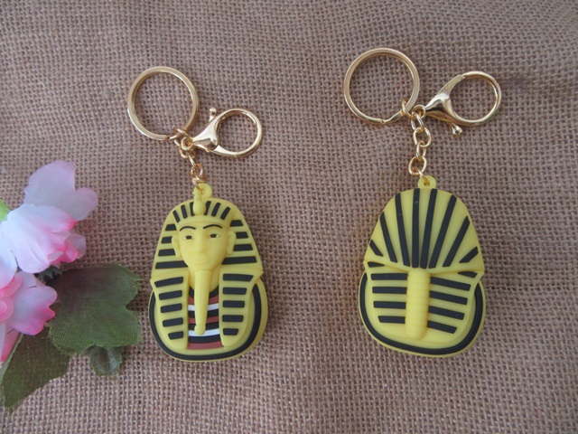 6Pcs Yellow Egyptian Pharaoh Head Tutankhamun Key Chain [kr-p-ch96 ...