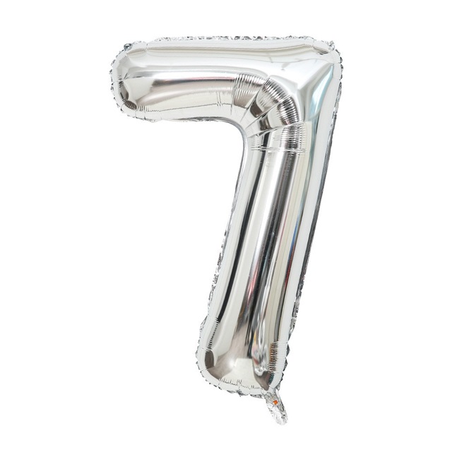 6pcs Silver Numbers 7 Air Filled Foil Balloons Party Decor [toy Pa Ch13