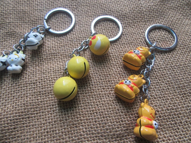 12Pcs Smile Face Monkey Etc Bell Key Chain Key Rings 12Pcs Smile Face ...