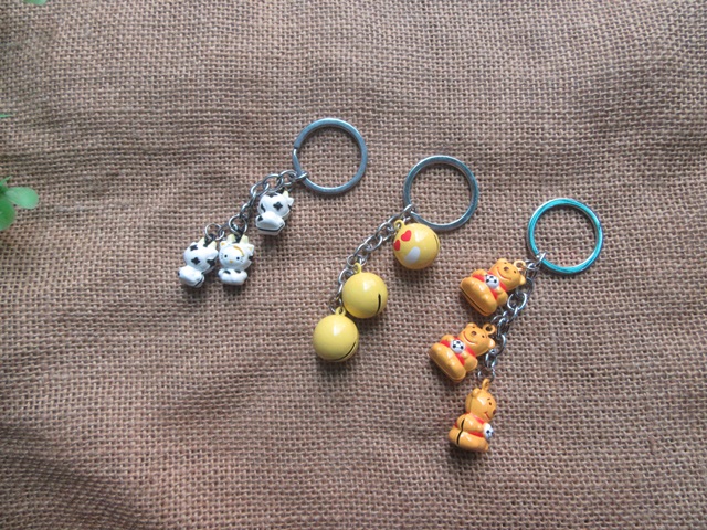 12Pcs Smile Face Monkey Etc Bell Key Chain Key Rings 12Pcs Smile Face ...
